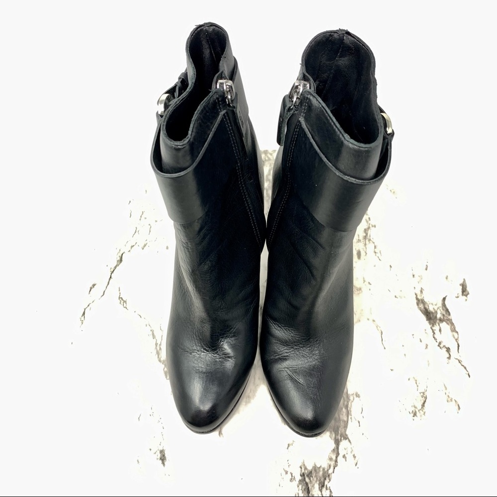 SCHUTZ Namil Buckle Detail Leather Booties 8 Minimalist Sleek Neutral Classic - Picture 6 of 14
